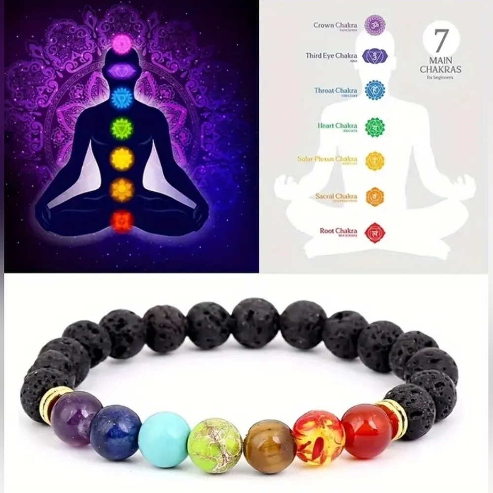 Chakra Lava Stone NIP Essential Oil Diffuser Bracelet